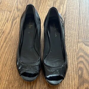 Cole Haan Black Peep Toe Wedge Patent Leather with Nike Air